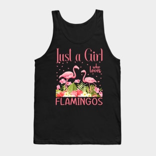 Just A Girl Who Loves Flamingos Tropical Flowers Tank Top